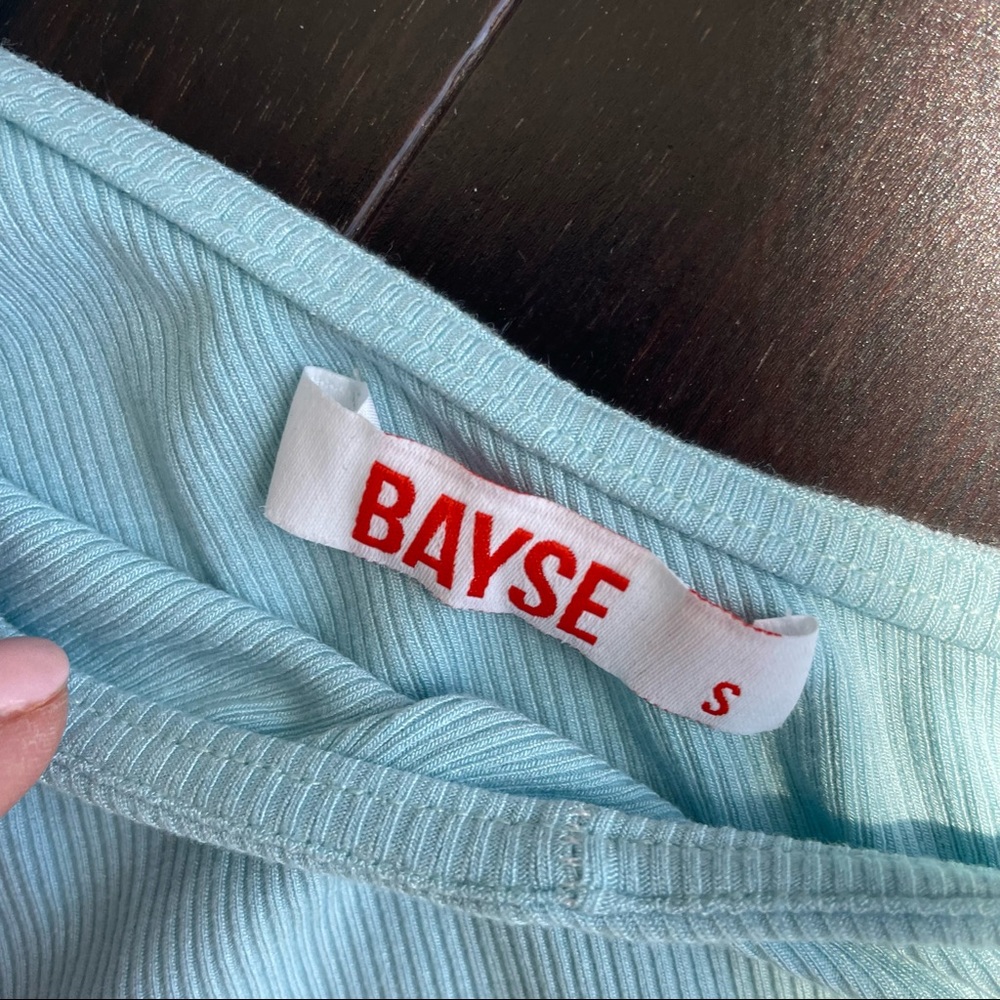 Light Blue Ribbed One Shoulder Bodysuit - Picture 2 of 2